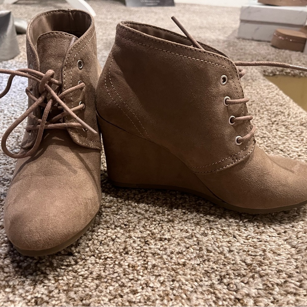 Lace up wedge bootie